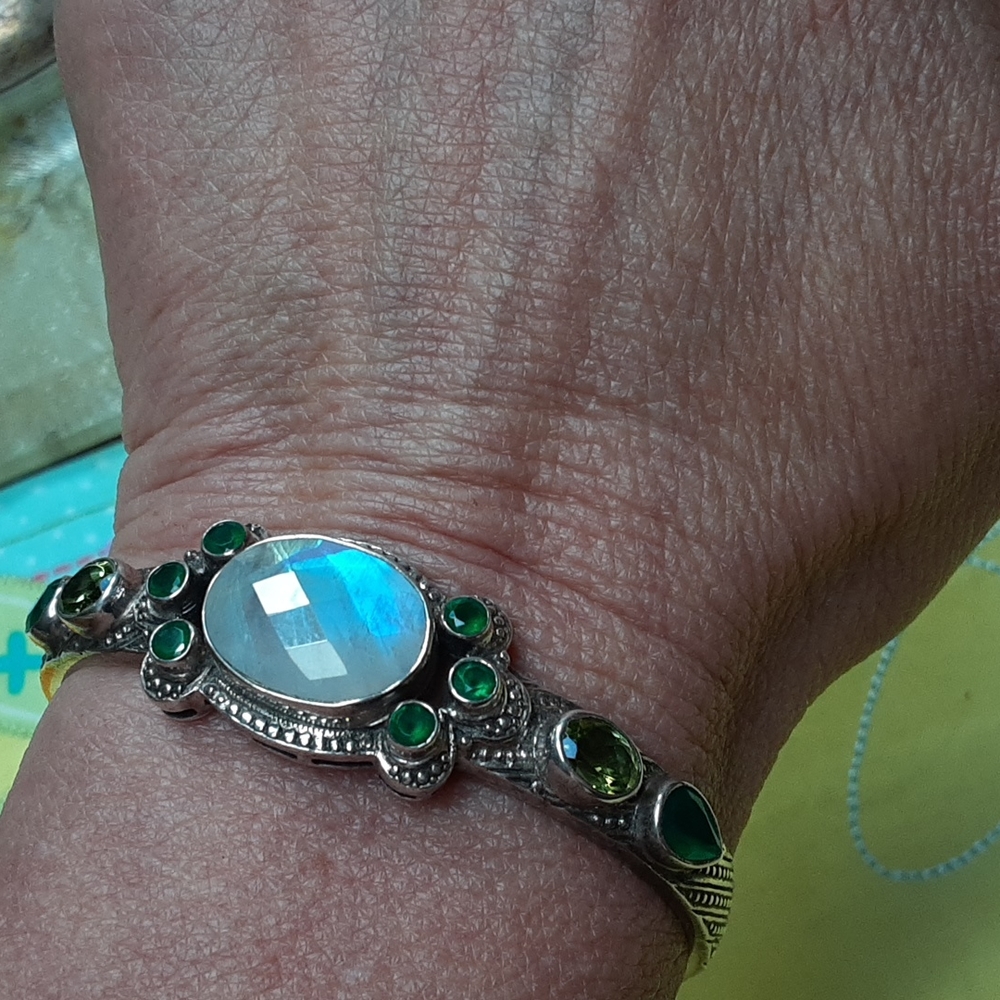Nickey Butler rainbow moonstone silver cuff bracelet